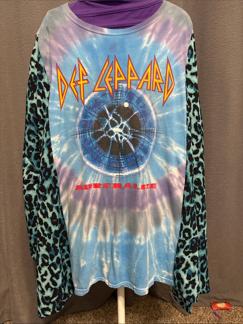 Def Leppard Adrenalize Tie-Dye Long Sleeve. Repurposed Tee fits up to 3x